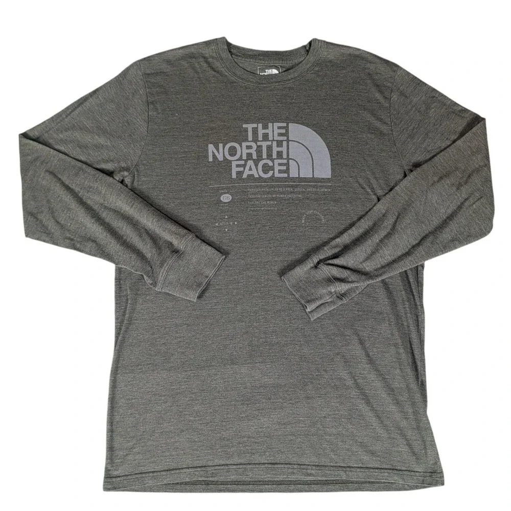 The‎ North Face Mens Long Sleeve T-Shirt Heathered Green Classic Fit NF0A4M7E